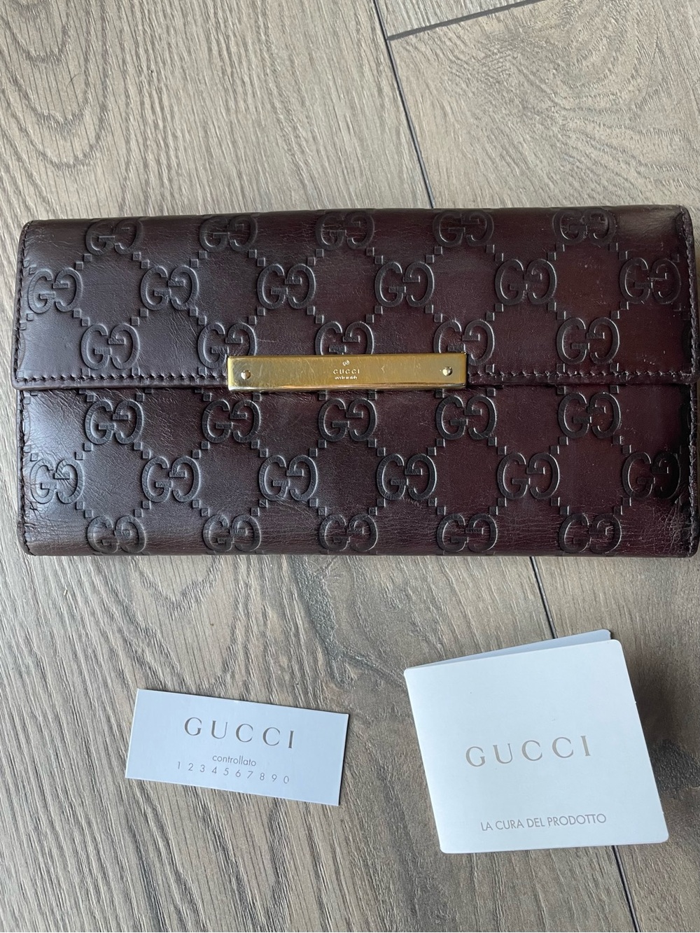 Gucci Guccissima GG Leather Continental Wallet -Brown with Gold Hardware